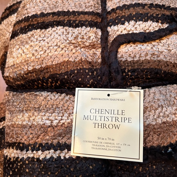 Restoration Hardware, NWT, Chenille Striped Throw. 50” x 70” - Picture 5 of 8